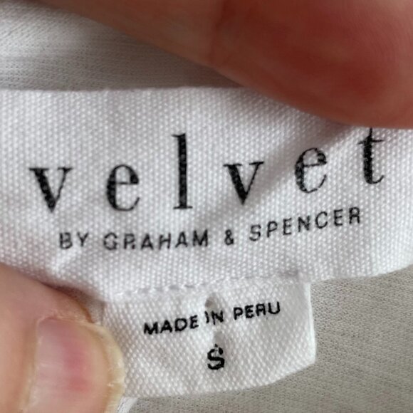 Velvet By Graham & Spencer LS Mock Neck Lightweight Cotton Blend Top White Sz S - Picture 10 of 13